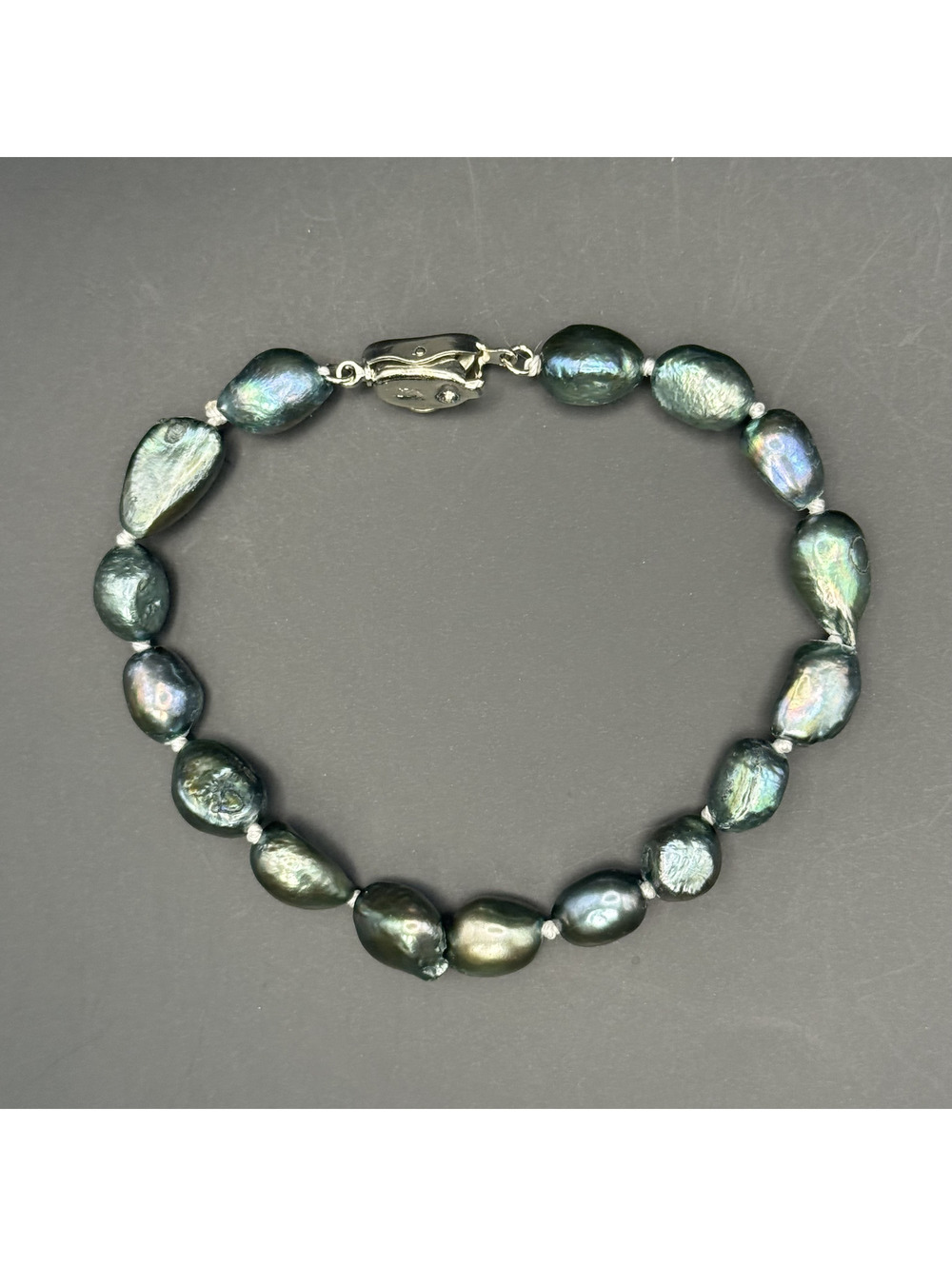 candy+clover Blue Green Baroque Freshwater Pearl Nugget Bracelet